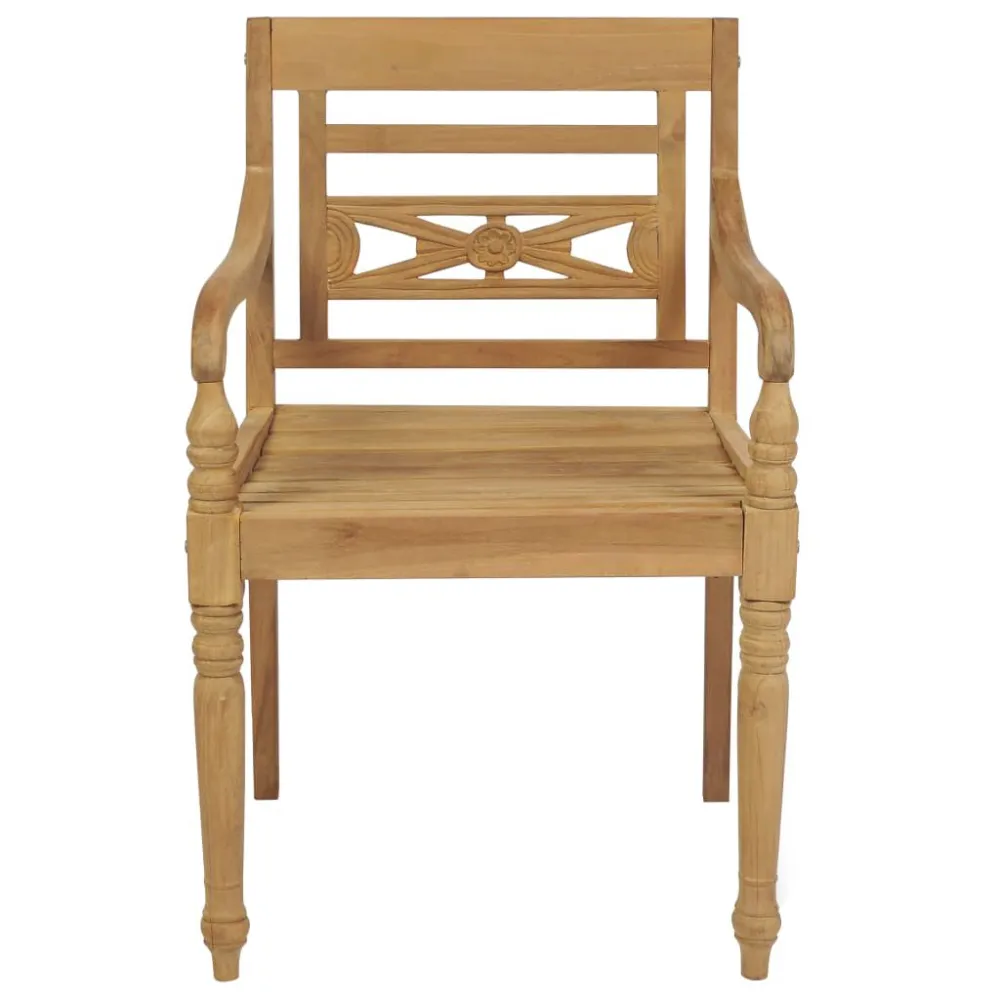 Sedie Batavia 2 pz con Cuscini Rossi Massello di Teak - Impermeabile e UV Resistente