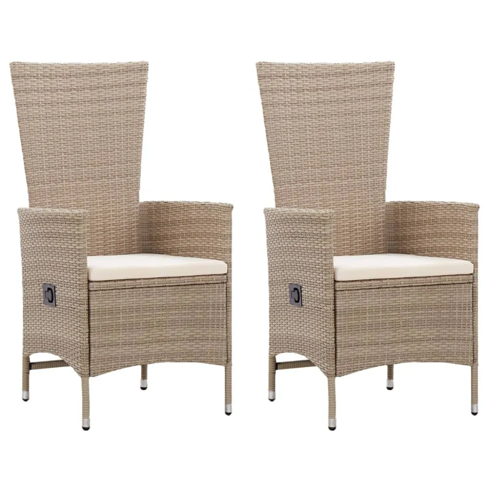 Sedie da Esterno 2 pz con Cuscini Polyrattan Camoscio