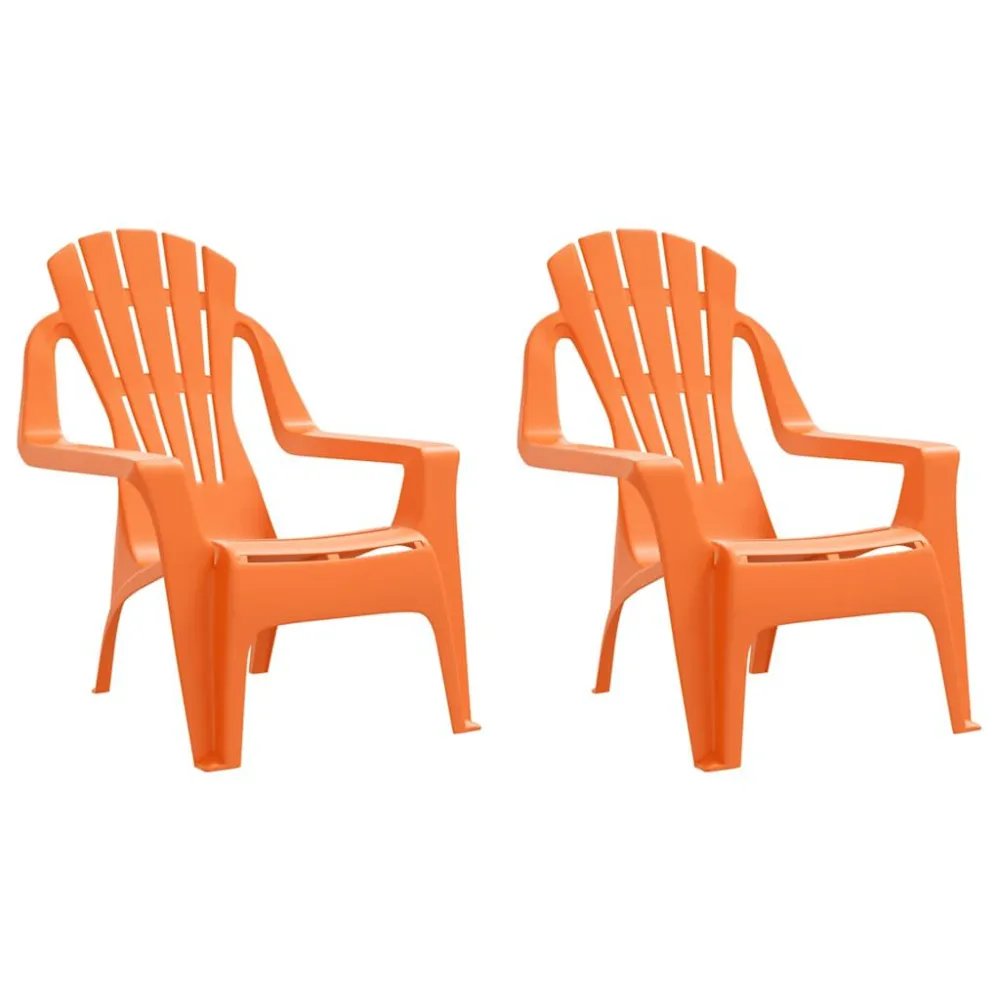Sedie Giardino 2pz Bambini Arancioni 37x34x44 PP Aspetto Legno per Relax all'Aperto