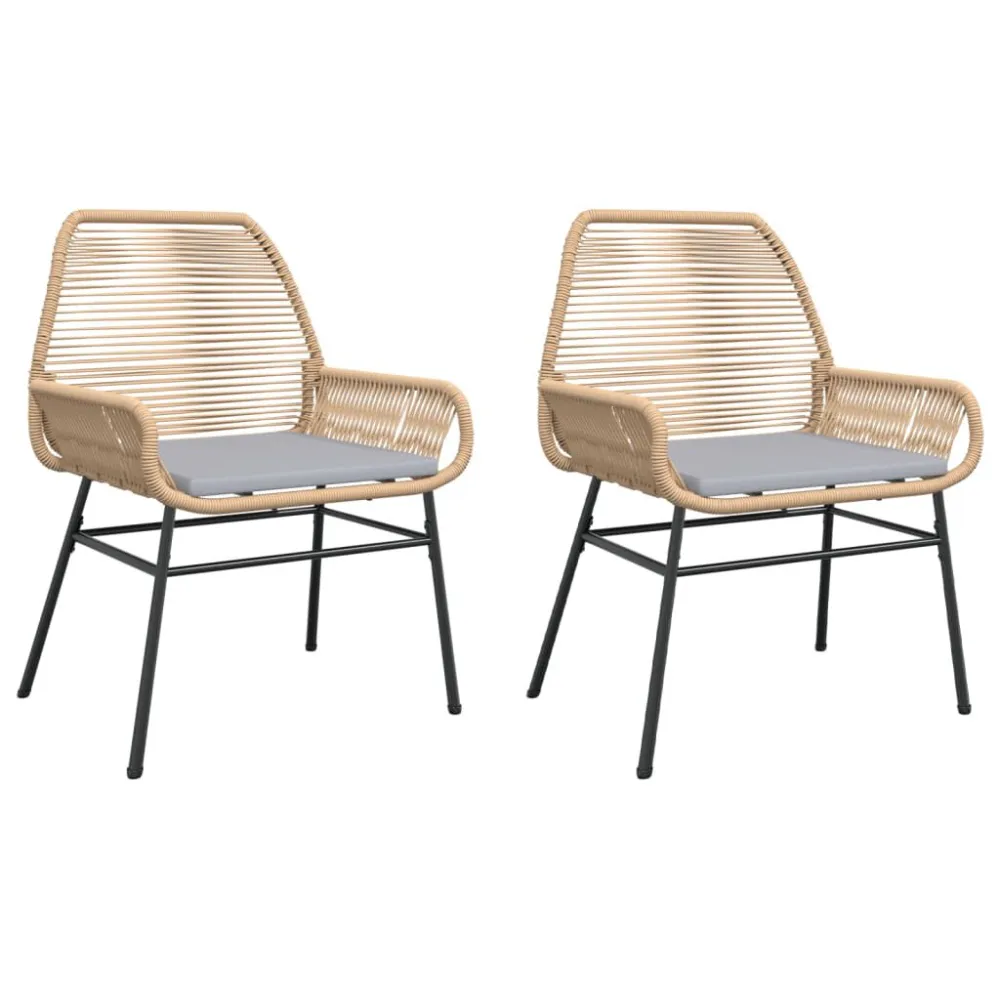 Sedie da Giardino 2pz con Cuscini Marrone Polyrattan per Relax all'Aperto
