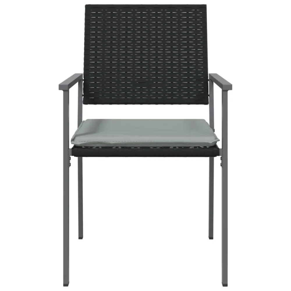 Sedie da Giardino con Cuscini 2pz Nere 54x62,5x89 cm Polyrattan con Struttura Acciaio