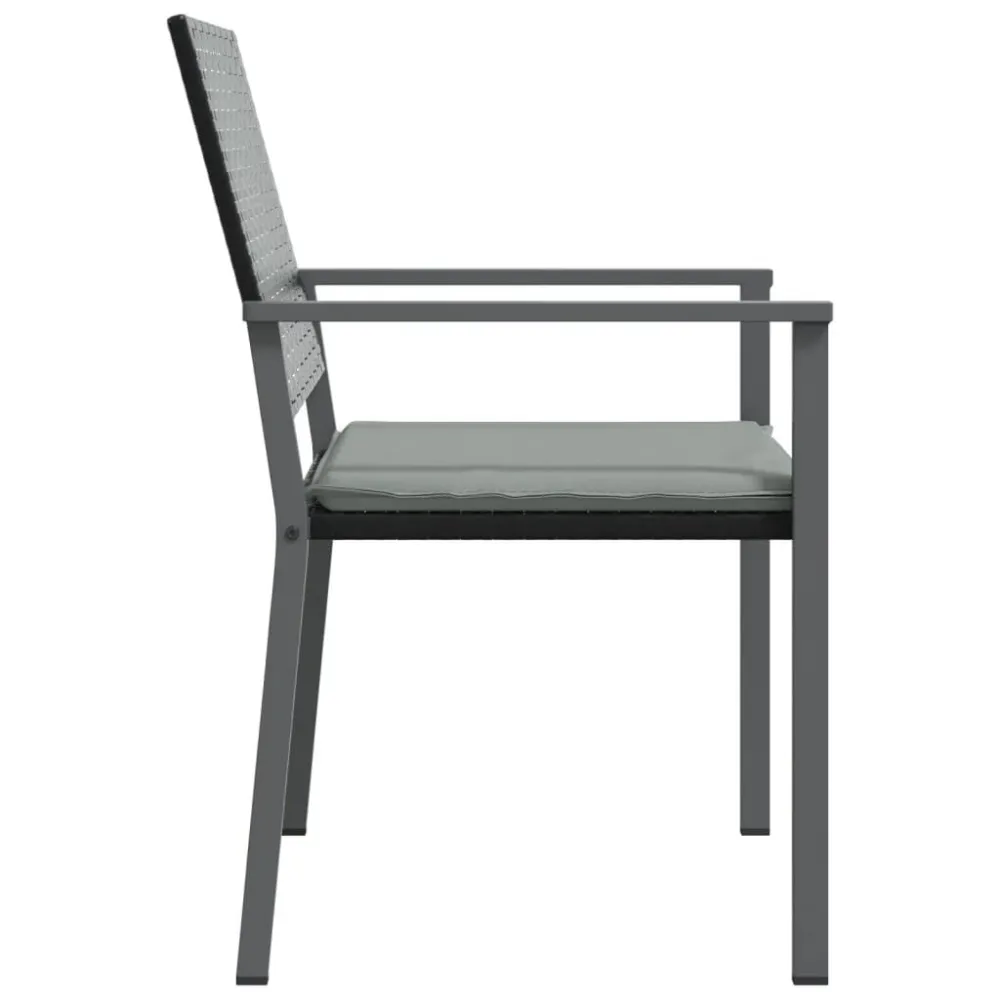 Sedie da Giardino con Cuscini 2pz Nere 54x62,5x89 cm Polyrattan con Struttura Acciaio