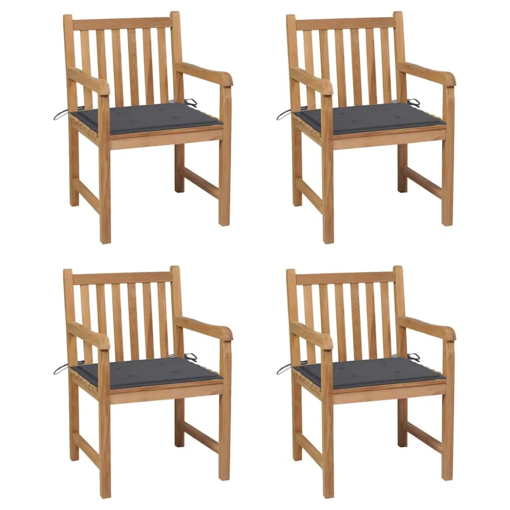 Sedie da Giardino 4 pz con Cuscini Antracite Massello di Teak Materiale Alluminio Anodizzato