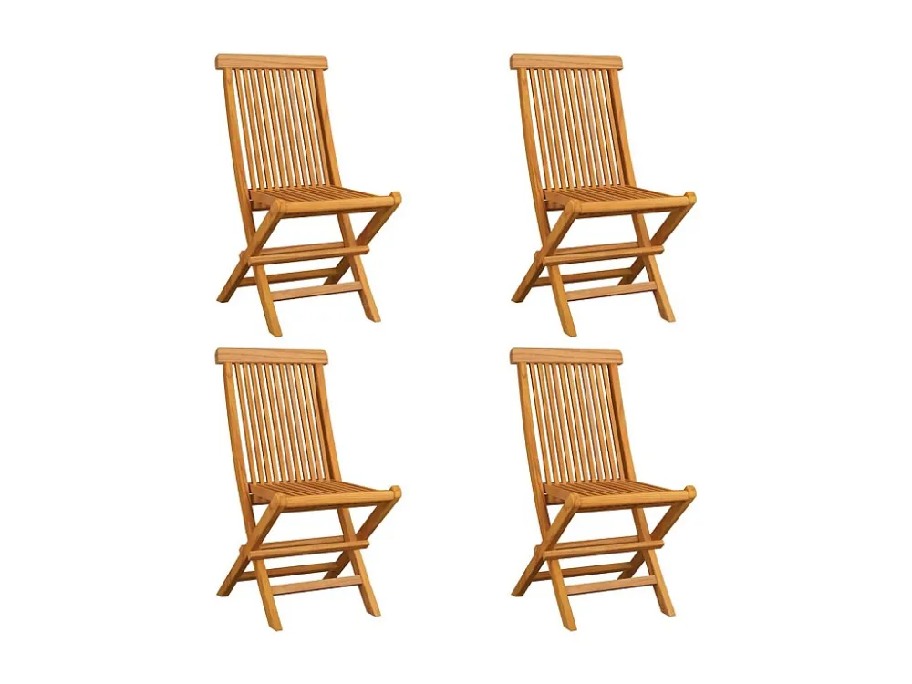 Sedie da giardino con cuscini azzurri 4 pz. Teak massello | Pieghevole e Leggera