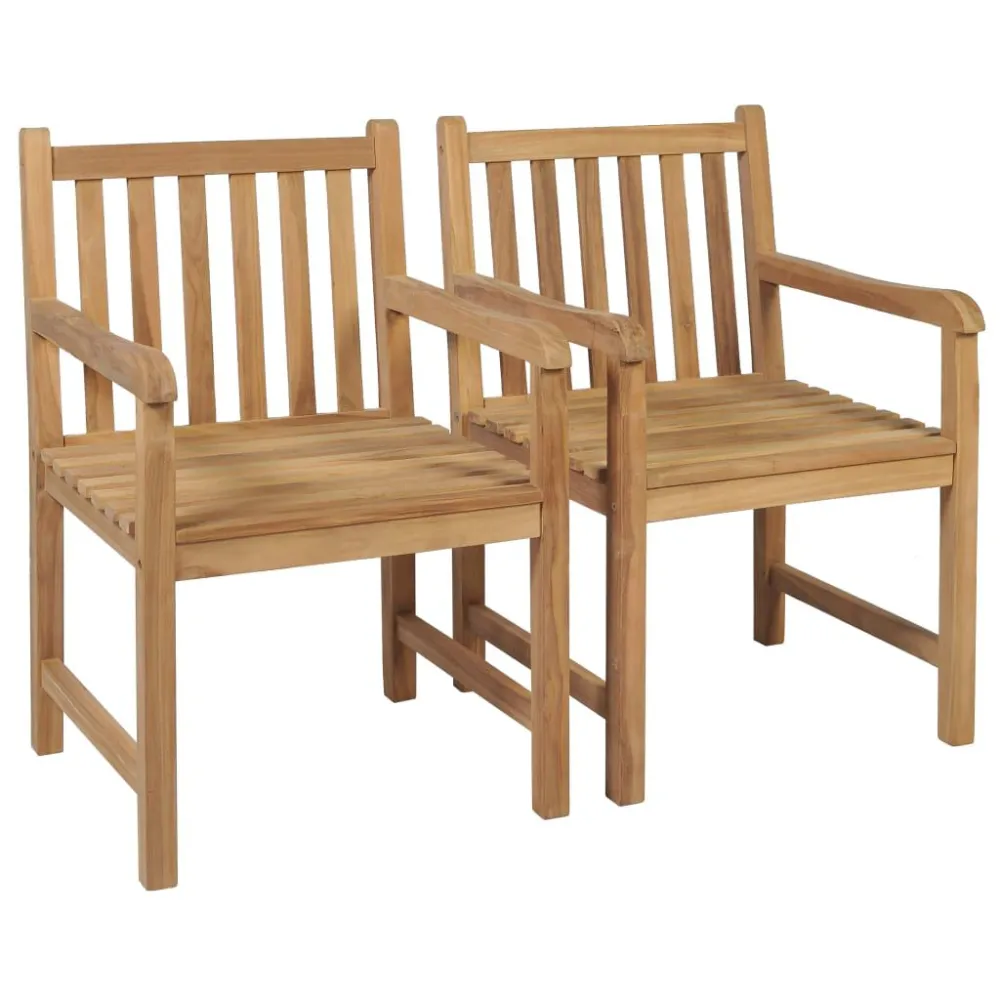 Sedie da Giardino 2 pz con Cuscini Azzurro Massello di Teak con Struttura Acciaio