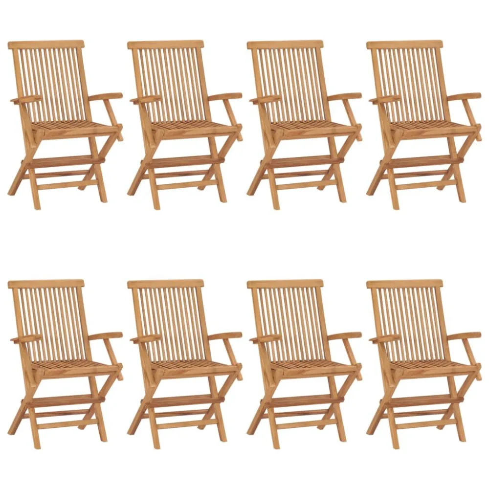 Sedie Giardino con Cuscini Bianco Crema 8pz Legno Massello Teak per Relax all'Aperto