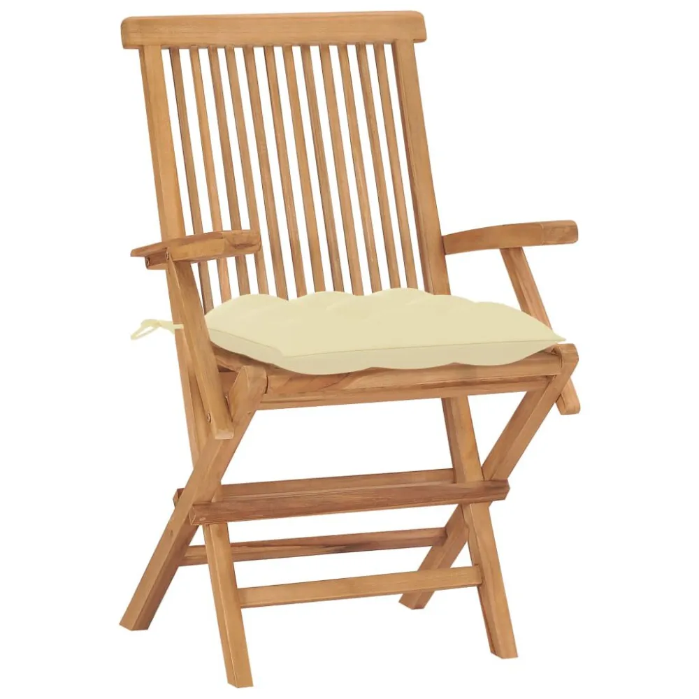 Sedie Giardino con Cuscini Bianco Crema 8pz Legno Massello Teak per Relax all'Aperto