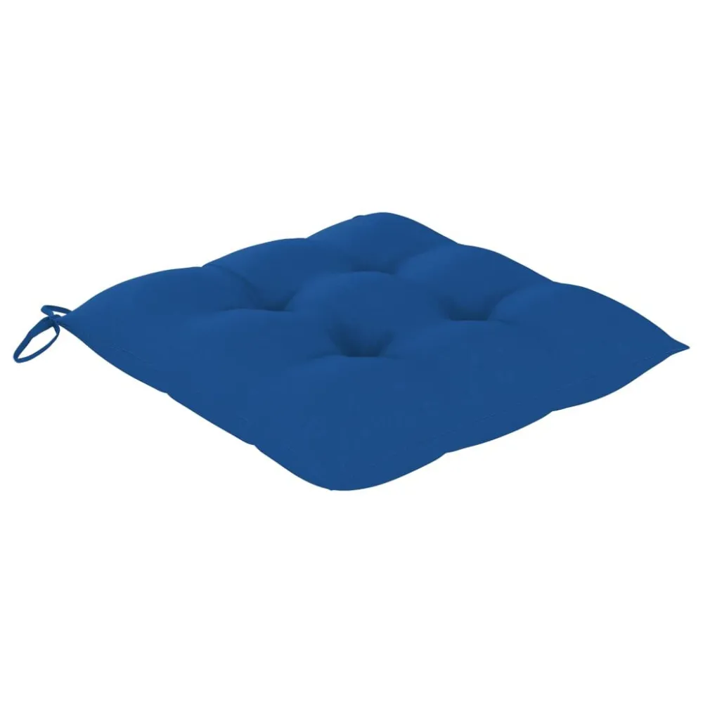 Sedie da Giardino con Cuscini Blu 3 pz Legno Massello di Teak con Cuscino Estraibile