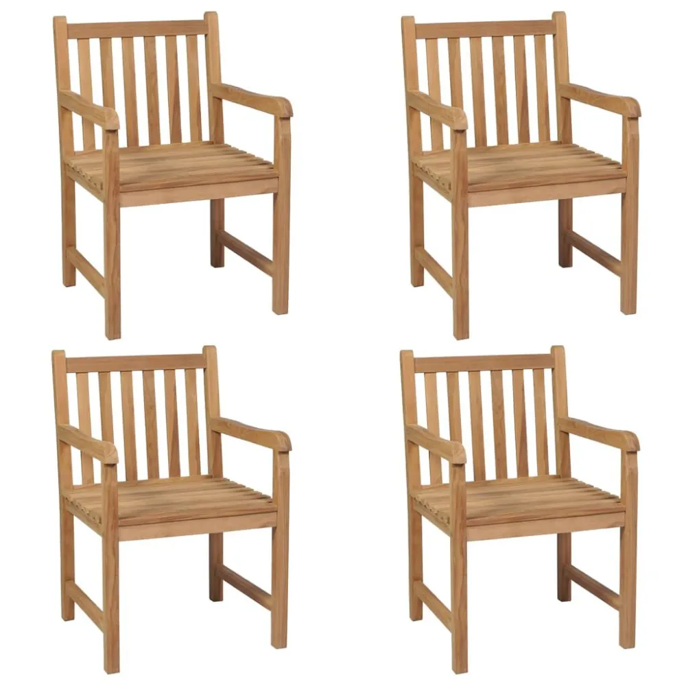 Sedie da Giardino 4 pz con Cuscini Blu Massello di Teak Easy Storage