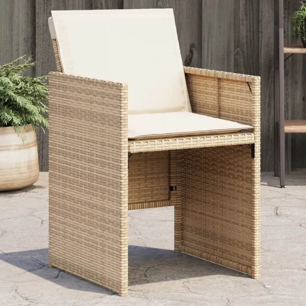 Sedie da Giardino con Cuscini 4 pz Camoscio Polyrattan con Schienale Regolabile