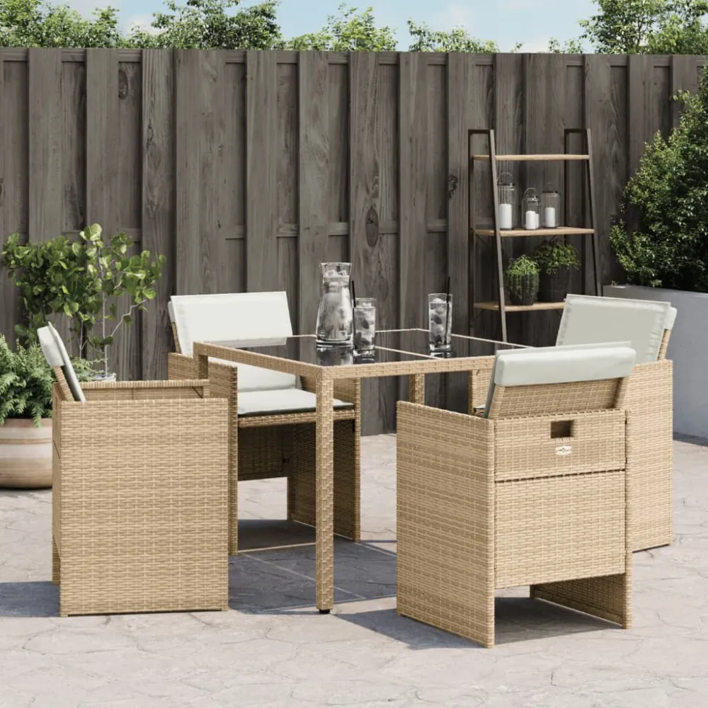 Sedie da Giardino con Cuscini 4 pz Camoscio Polyrattan con Schienale Regolabile