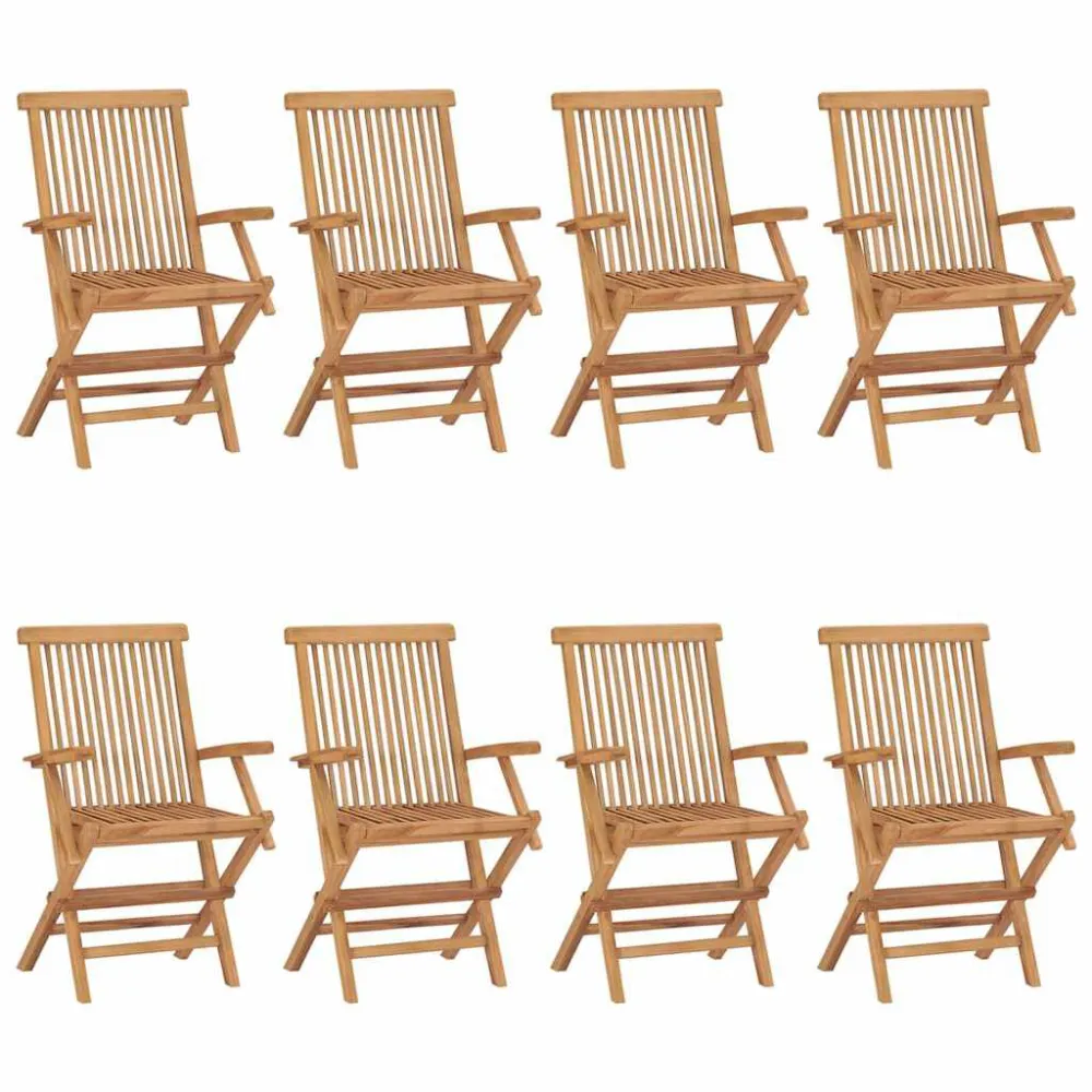 Sedie da Giardino con Cuscini Celesti 8 pz Massello di Teak Materiale Alluminio Anodizzato