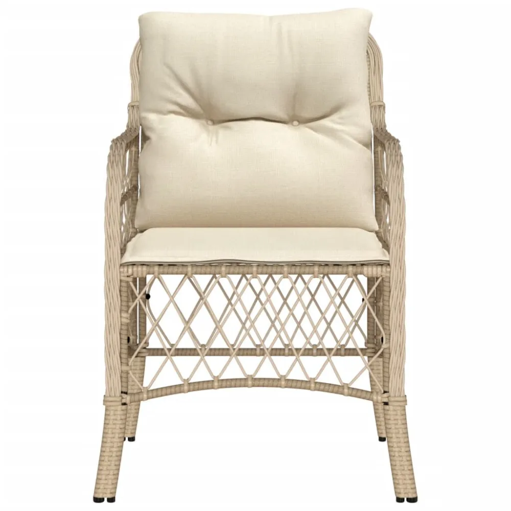Sedie da Giardino con Cuscini 2 pz Crema Polyrattan
