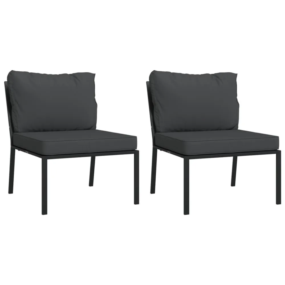 Sedie da Giardino con Cuscini Grigi 2pz 60x74x79 cm Acciaio con Schienale Regolabile