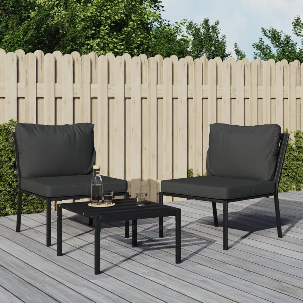 Sedie da Giardino con Cuscini Grigi 2pz 60x74x79 cm Acciaio con Schienale Regolabile