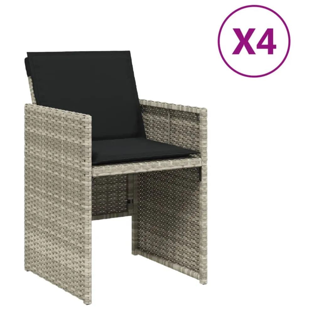 Sedie da Giardino con Cuscini 4 pz Grigio Palese Polyrattan