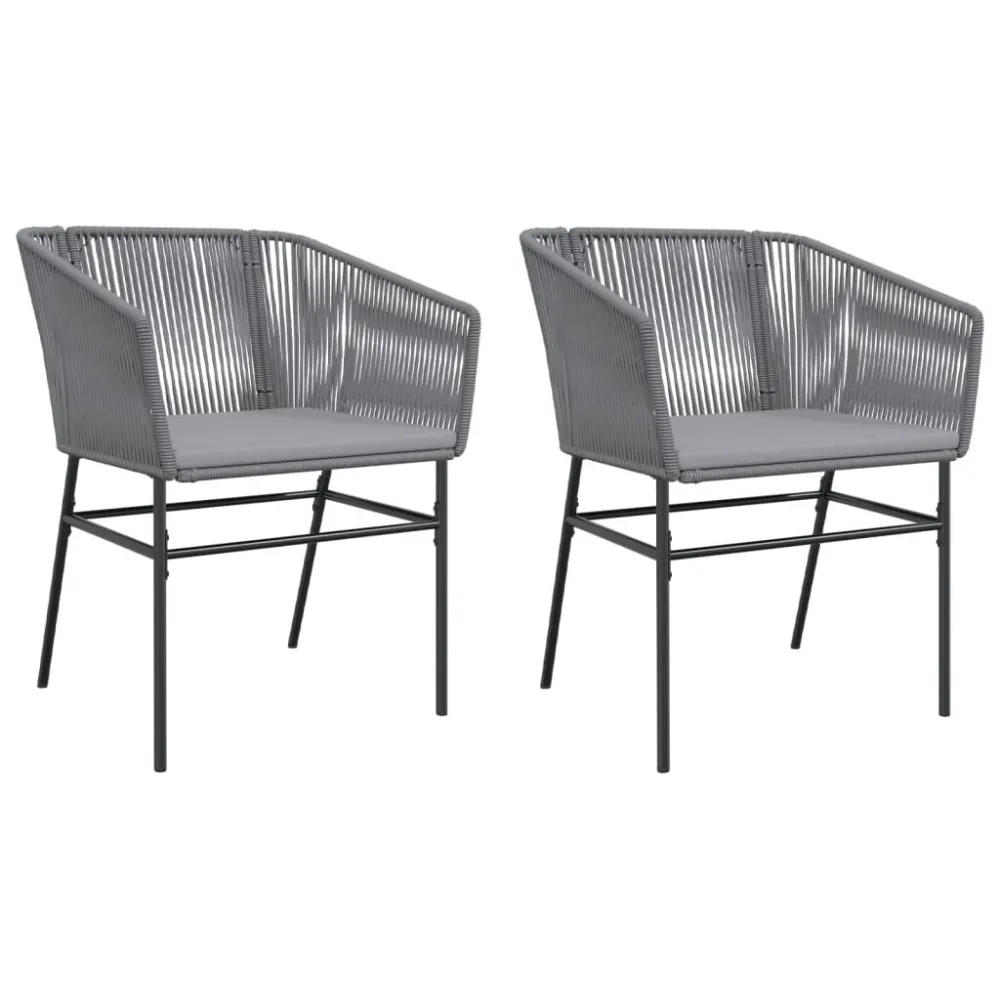 Sedie da Giardino 2 pz con Cuscini Grigio Polyrattan per Relax all'Aperto