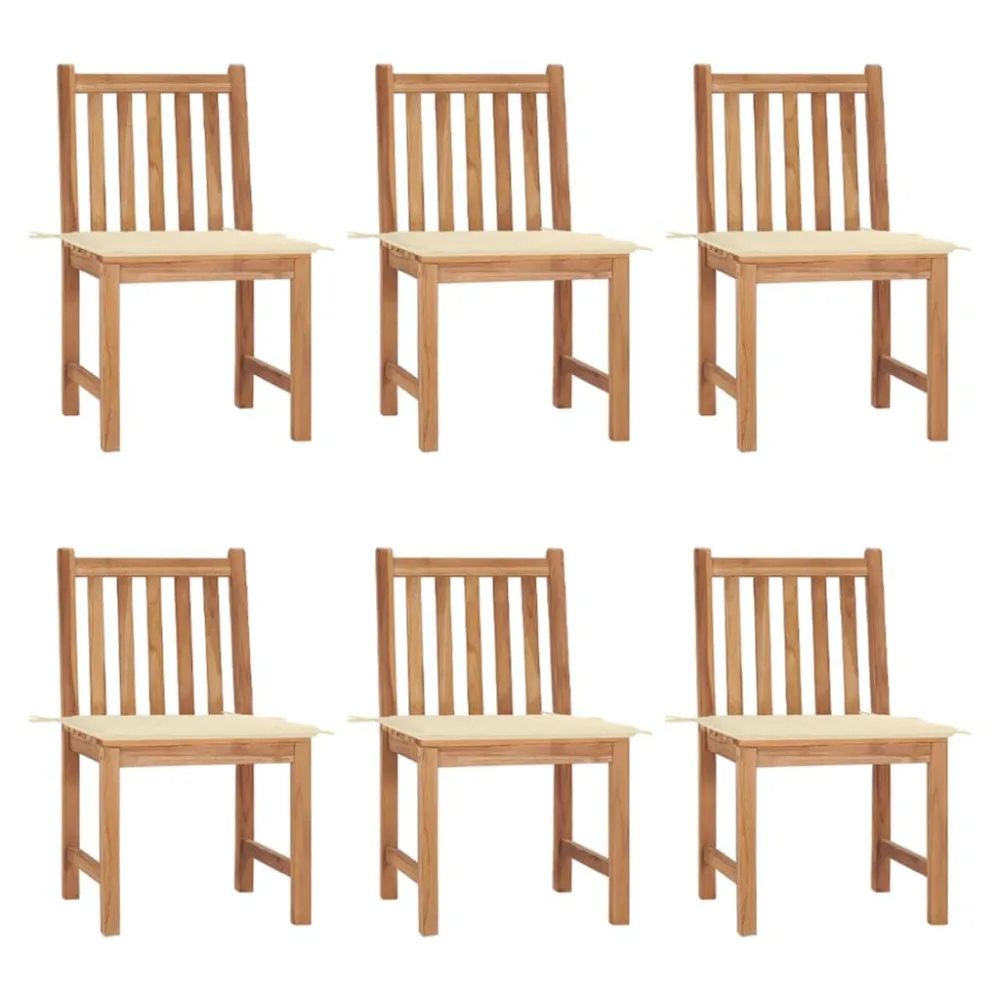 Sedie da Giardino 6 pz con Cuscini Legno Massello di Teak | Pieghevole e Leggera