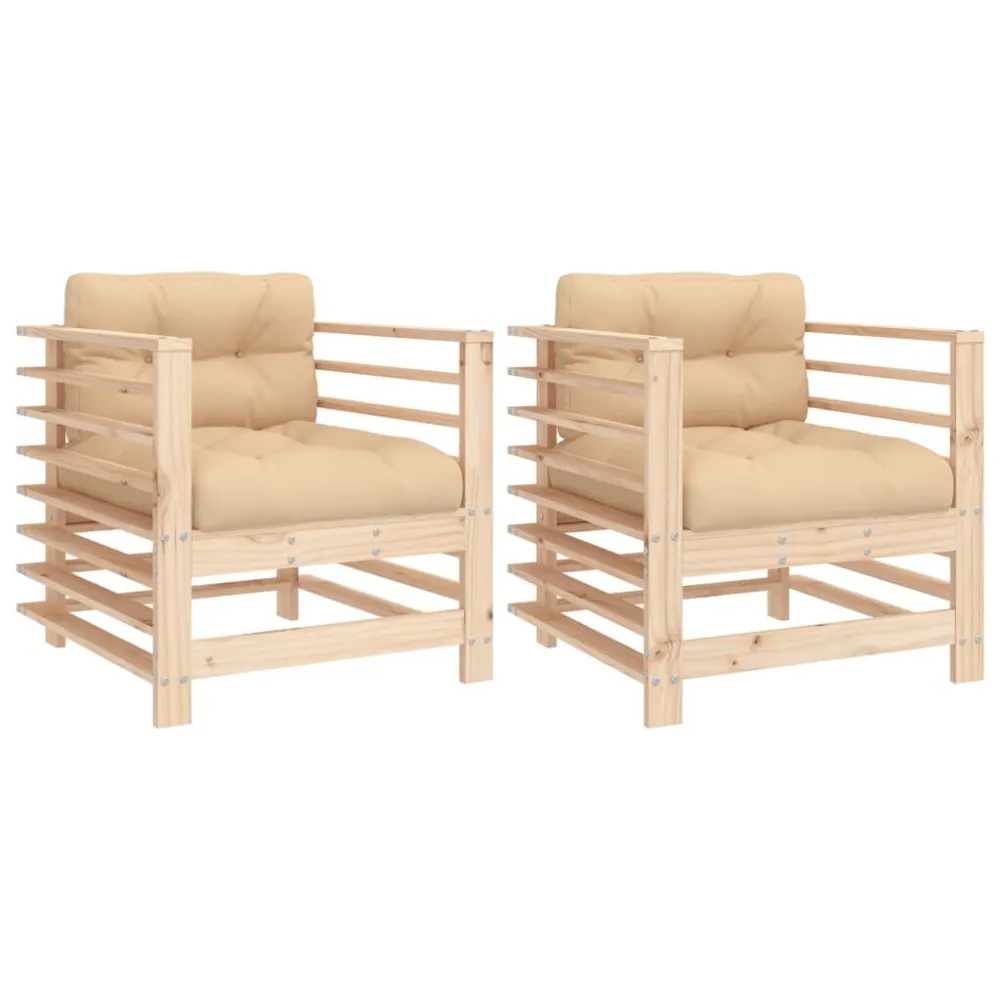 Sedie da Giardino con Cuscini 2 pz Legno Massello di Pino Colori Vivaci