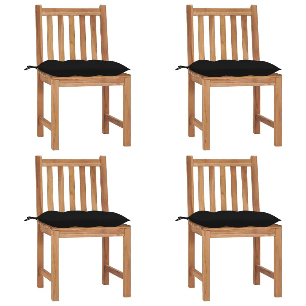 Sedie da Giardino 4 pz con Cuscini Legno Massello di Teak con Portabicchiere Integrato