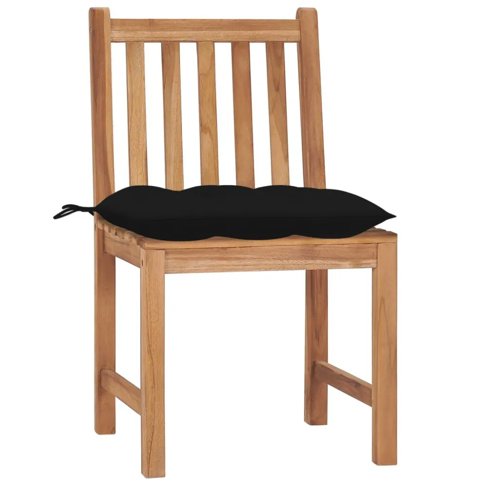 Sedie da Giardino 4 pz con Cuscini Legno Massello di Teak con Portabicchiere Integrato