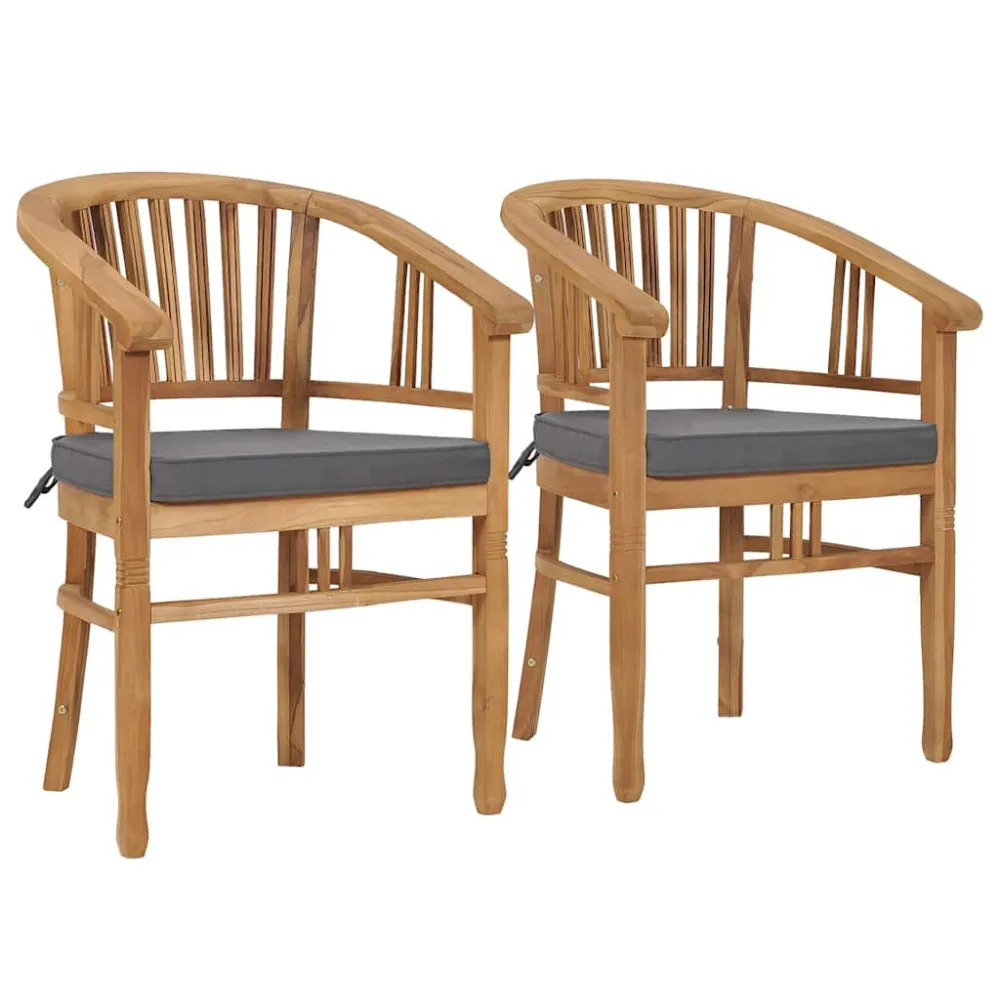 Sedie da Giardino con Cuscini 2 pz Legno Massello di Teak