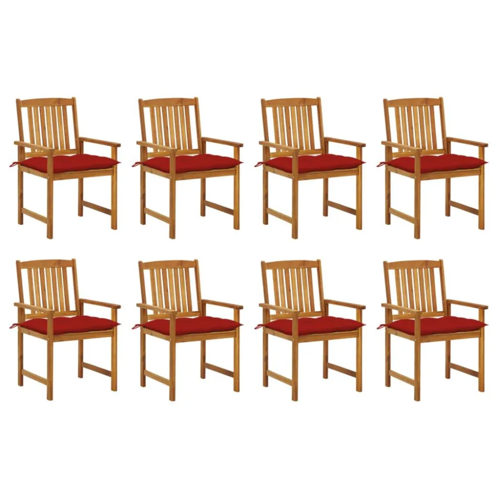 Sedie da Giardino con Cuscini 8 pz Legno Massello di Acacia Colori Vivaci
