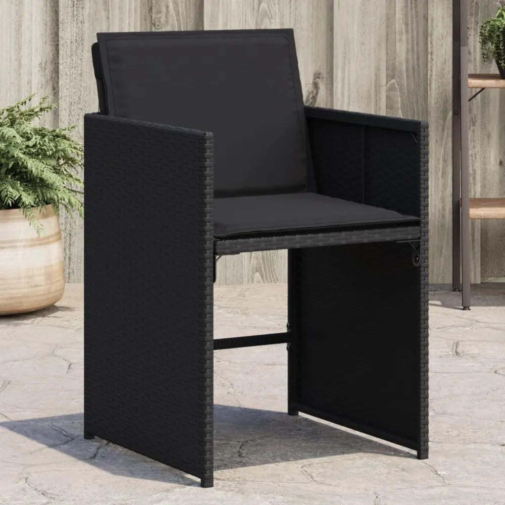 Sedie da Giardino con Cuscini 4 pz Nere Polyrattan Materiale Alluminio Anodizzato