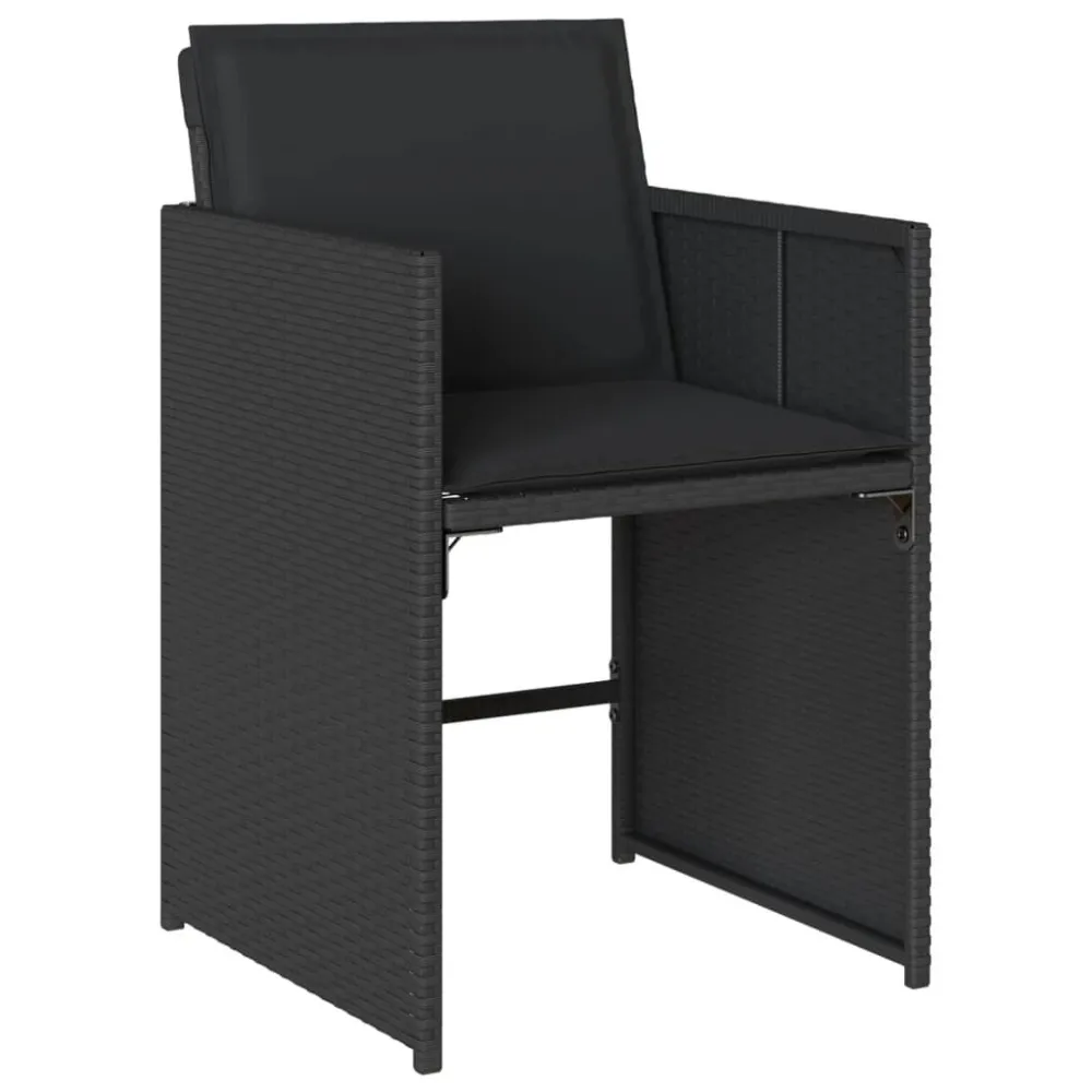 Sedie da Giardino con Cuscini 4 pz Nere Polyrattan Materiale Alluminio Anodizzato