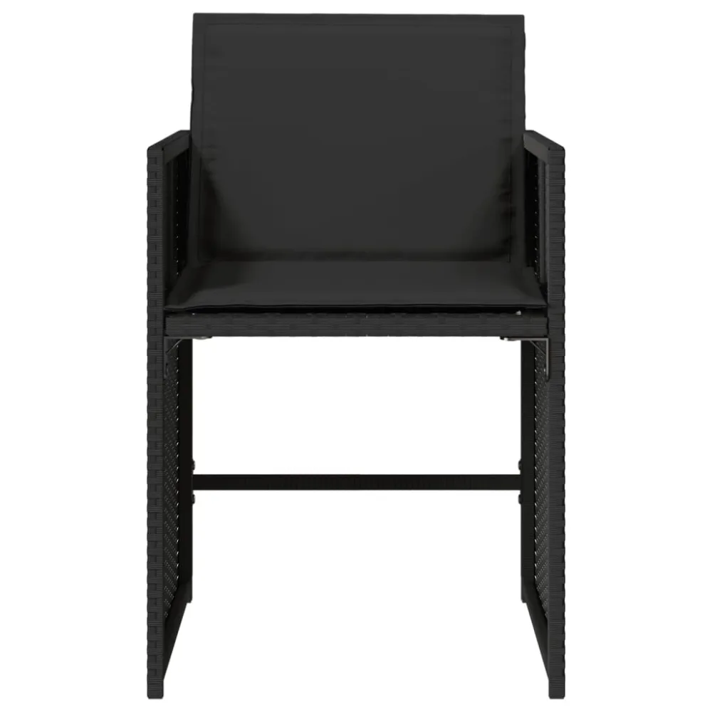 Sedie da Giardino con Cuscini 4 pz Nere Polyrattan Materiale Alluminio Anodizzato