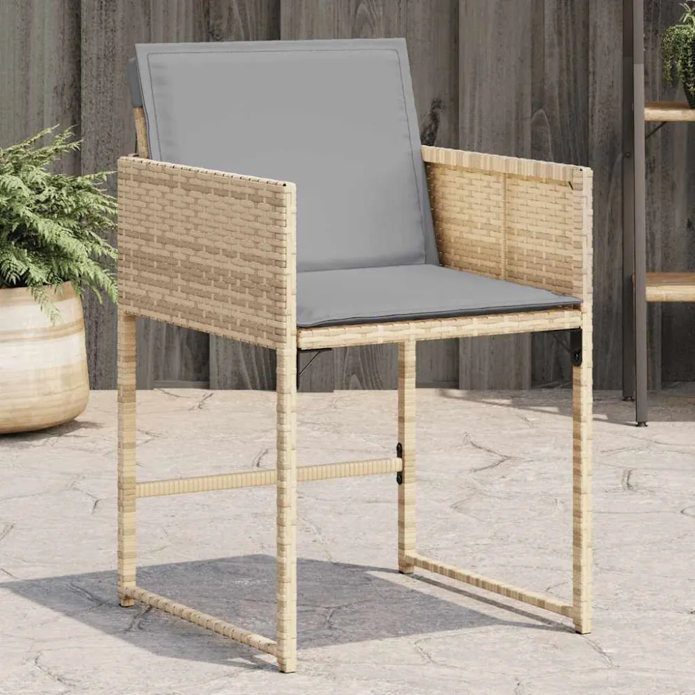 Sedie da Giardino con Cuscini 4 pz Panna Misto Polyrattan con Cuscino Estraibile