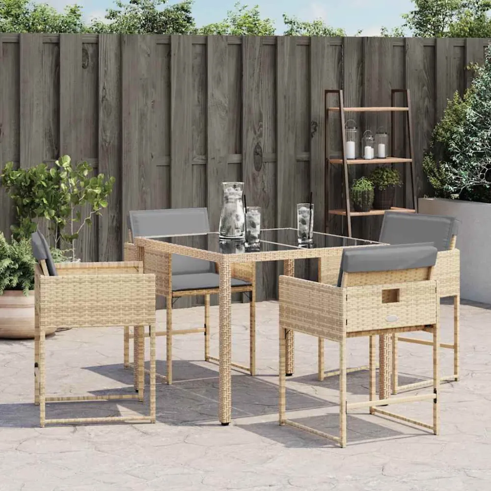 Sedie da Giardino con Cuscini 4 pz Panna Misto Polyrattan con Cuscino Estraibile