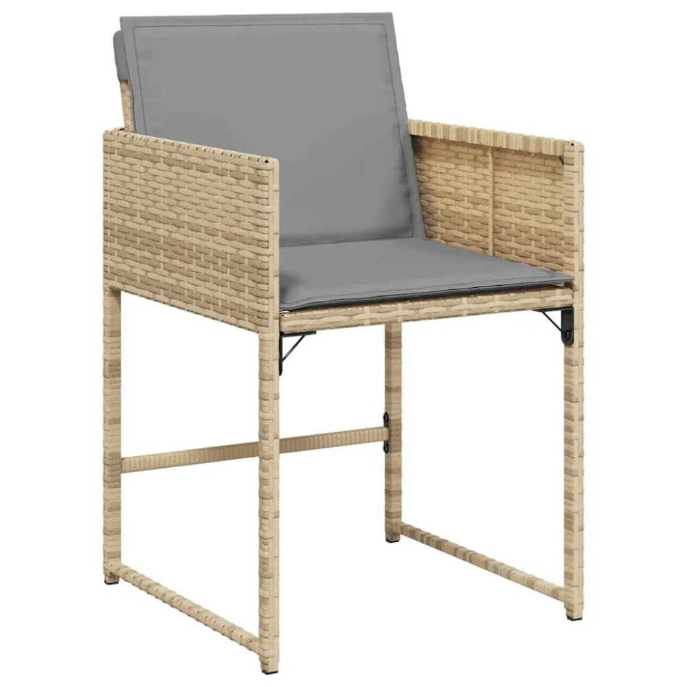 Sedie da Giardino con Cuscini 4 pz Panna Misto Polyrattan con Cuscino Estraibile