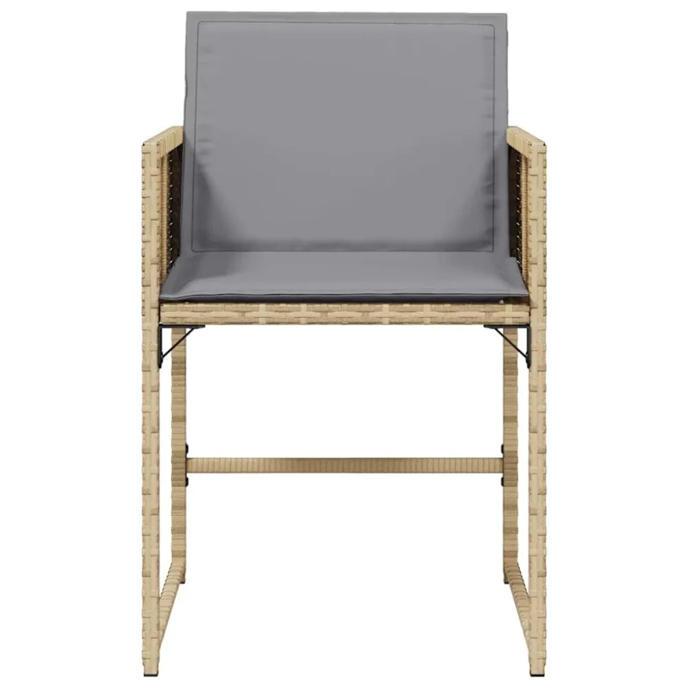 Sedie da Giardino con Cuscini 4 pz Panna Misto Polyrattan con Cuscino Estraibile