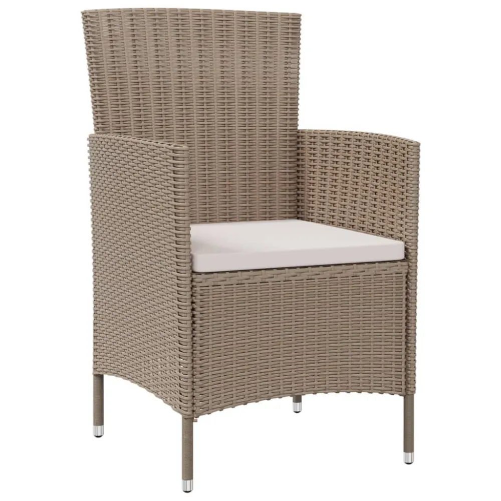 Sedie da Giardino con Cuscini 2 pz Polyrattan Camoscio con Cuscino Estraibile