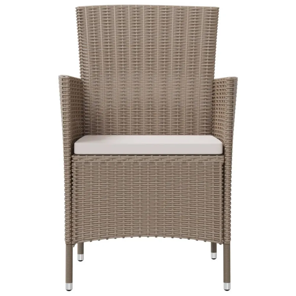 Sedie da Giardino con Cuscini 2 pz Polyrattan Camoscio con Cuscino Estraibile