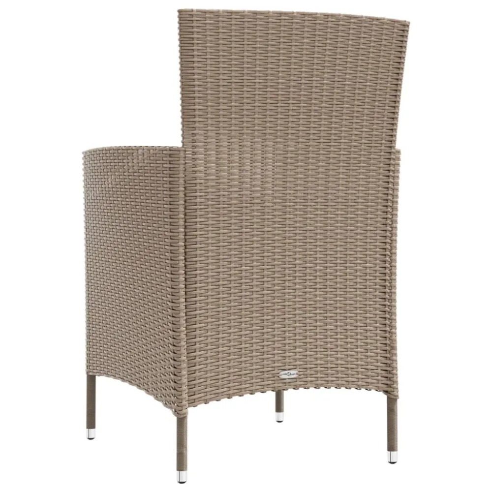 Sedie da Giardino con Cuscini 2 pz Polyrattan Camoscio con Cuscino Estraibile