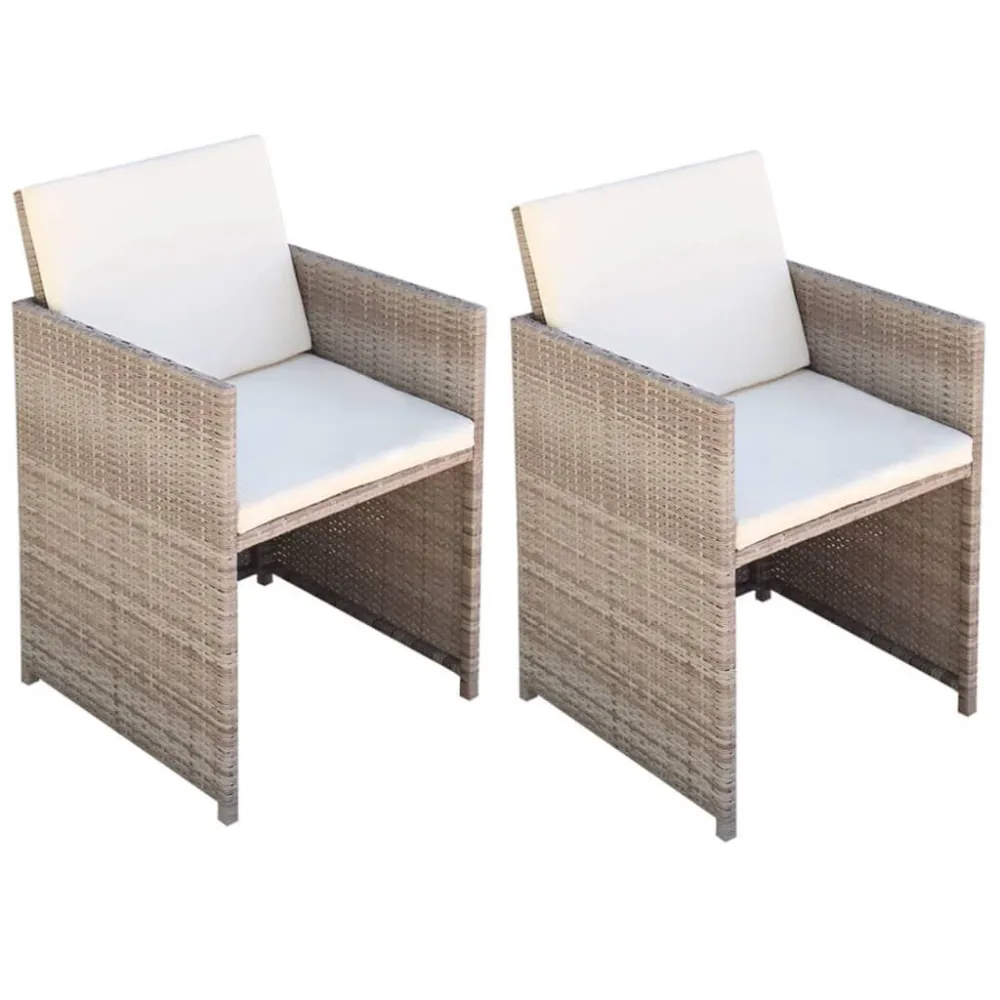 Sedie da Giardino 2 pz con Cuscini Polyrattan Camoscio