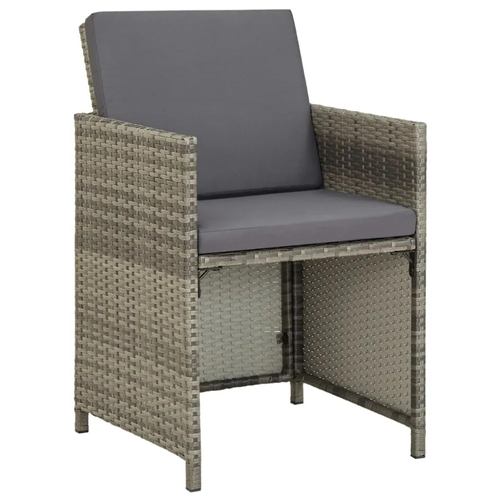 Sedie da Giardino 2 pz con Cuscini Polyrattan Grigio con Cuscino Estraibile