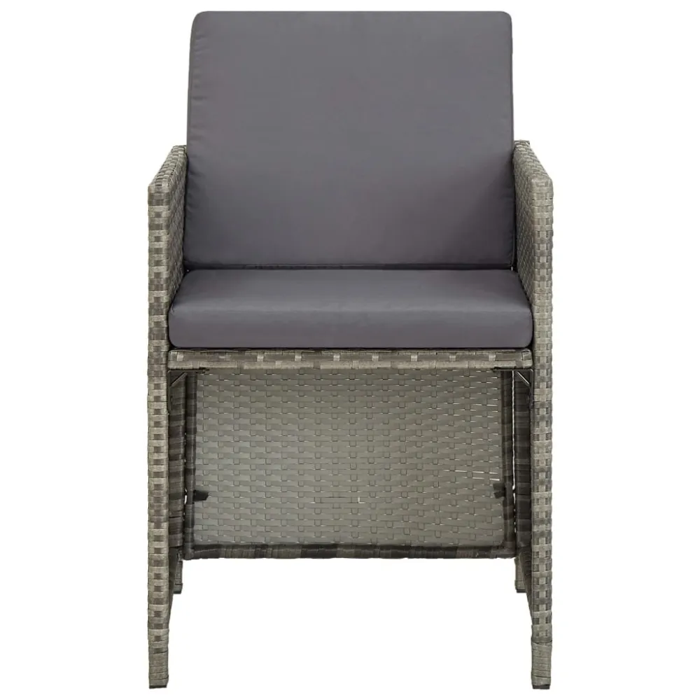 Sedie da Giardino 2 pz con Cuscini Polyrattan Grigio con Cuscino Estraibile