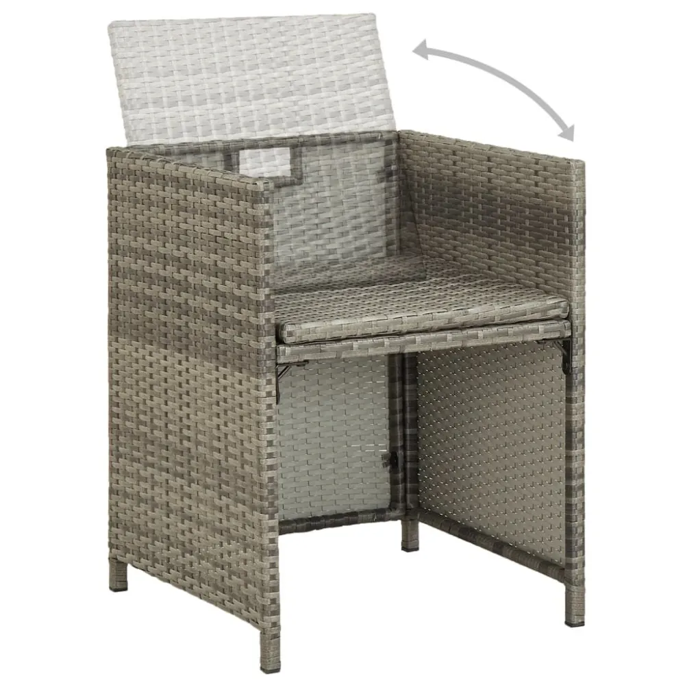 Sedie da Giardino 2 pz con Cuscini Polyrattan Grigio con Cuscino Estraibile