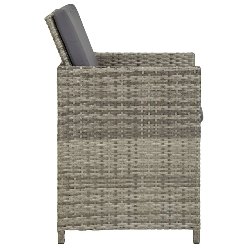 Sedie da Giardino 2 pz con Cuscini Polyrattan Grigio con Cuscino Estraibile