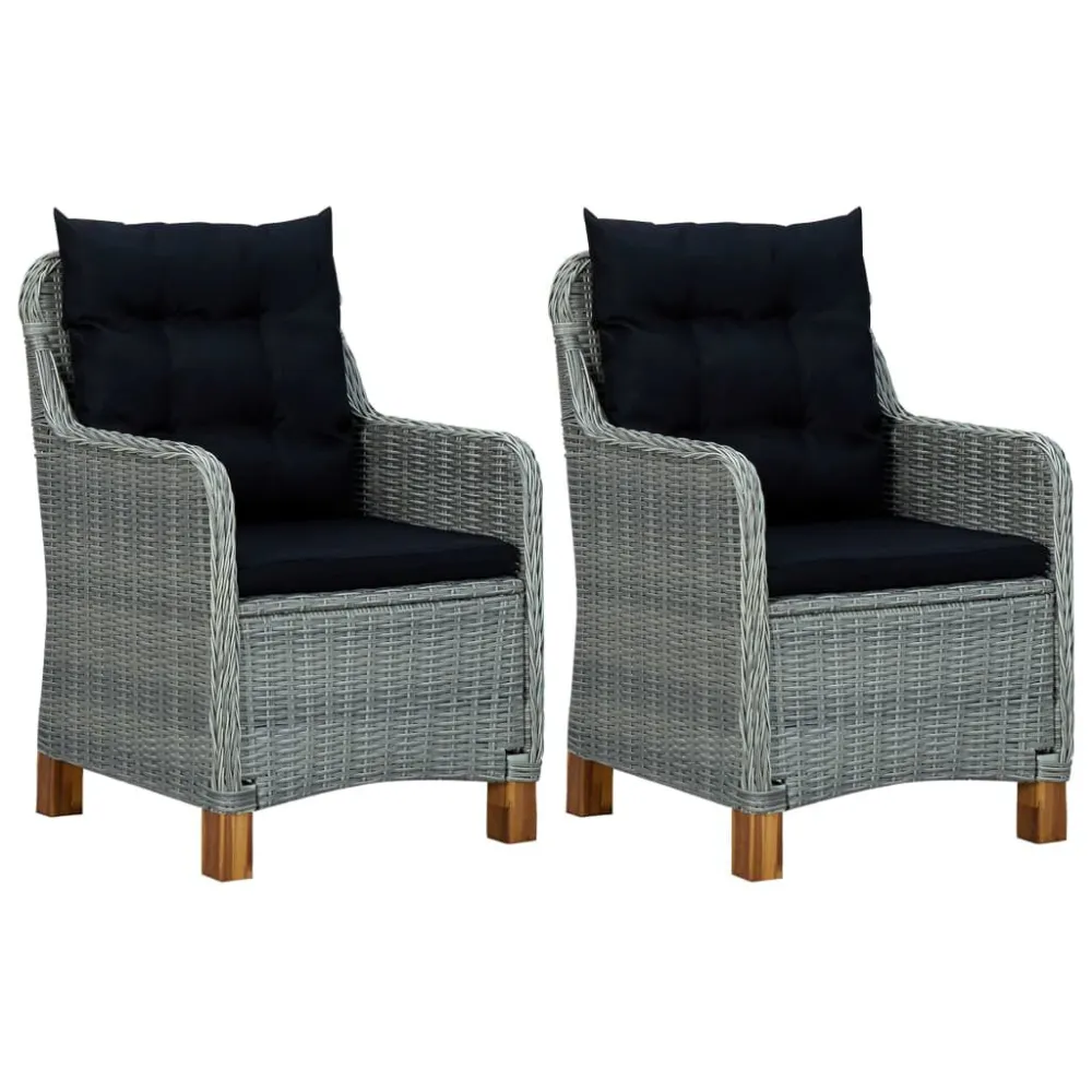 Sedie da Giardino con Cuscini 2 pz Polyrattan Grigio Limpido con Cuscino Estraibile