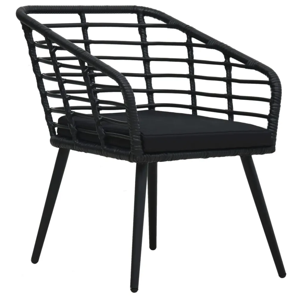 Sedie da Giardino con Cuscini 2 pz Polyrattan Nere Materiale Alluminio Anodizzato