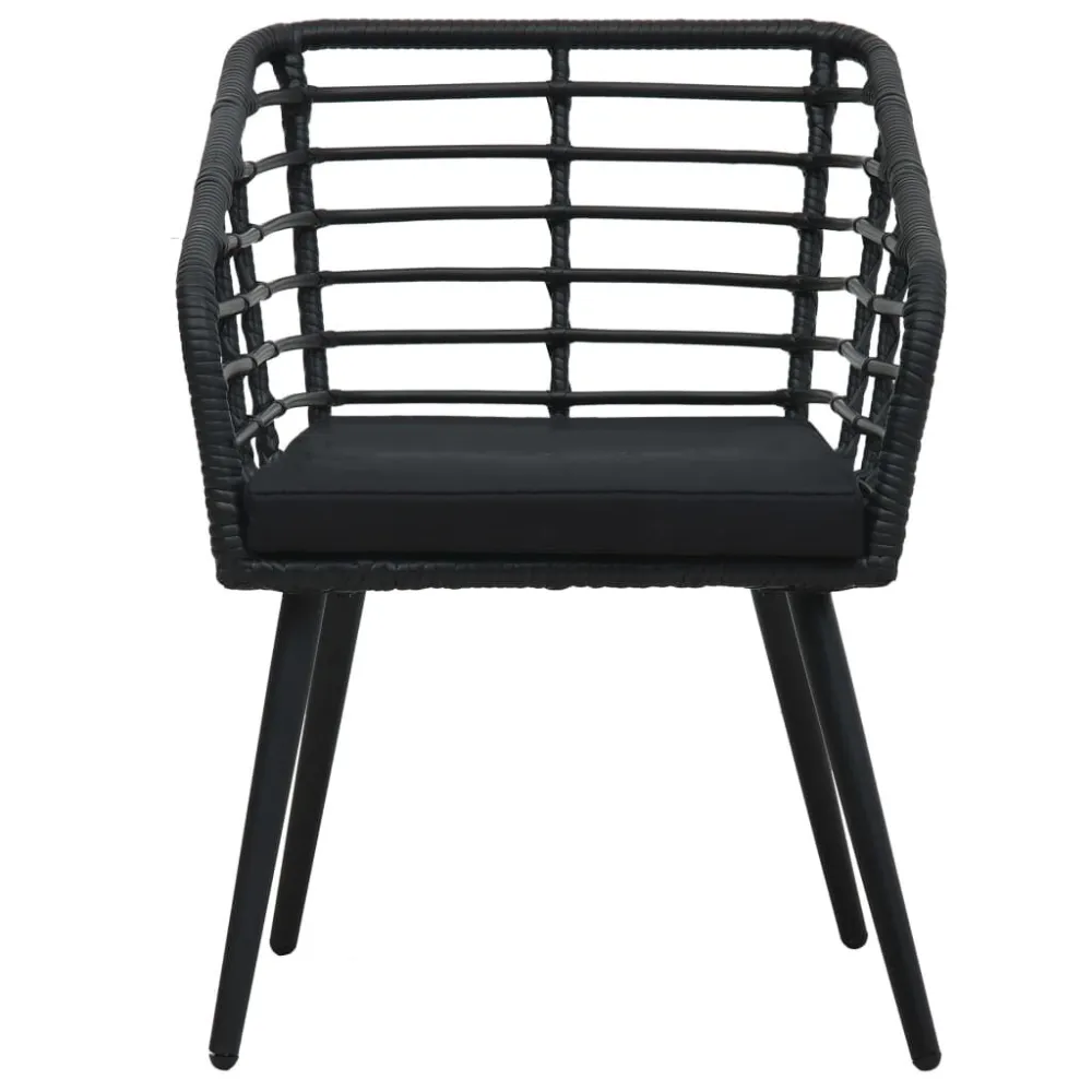 Sedie da Giardino con Cuscini 2 pz Polyrattan Nere Materiale Alluminio Anodizzato