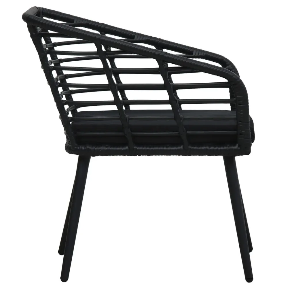 Sedie da Giardino con Cuscini 2 pz Polyrattan Nere Materiale Alluminio Anodizzato