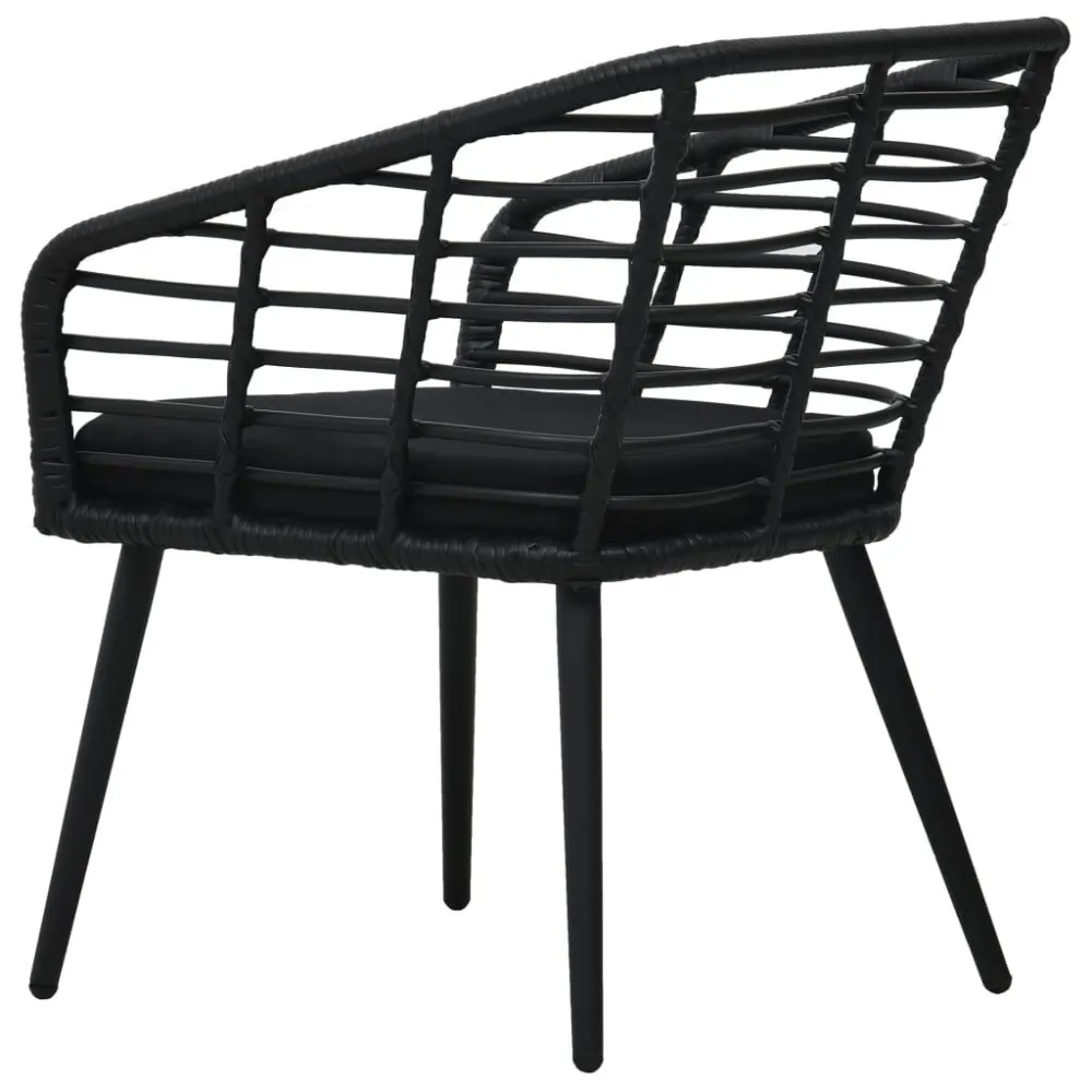 Sedie da Giardino con Cuscini 2 pz Polyrattan Nere Materiale Alluminio Anodizzato