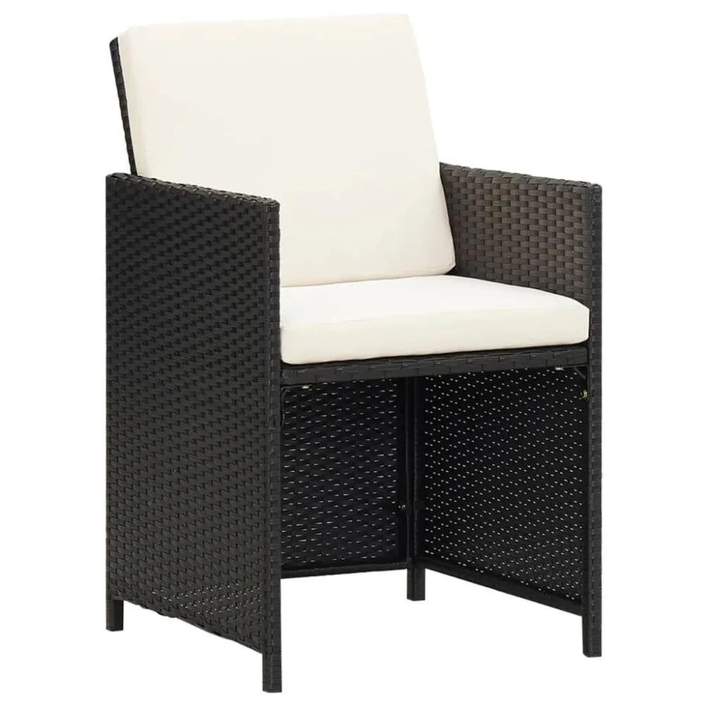 Sedie da Giardino 2 pz con Cuscini Polyrattan Nere con Portabicchiere Integrato