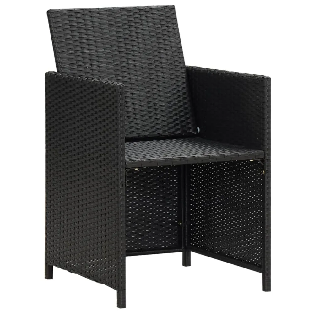 Sedie da Giardino 2 pz con Cuscini Polyrattan Nere con Portabicchiere Integrato