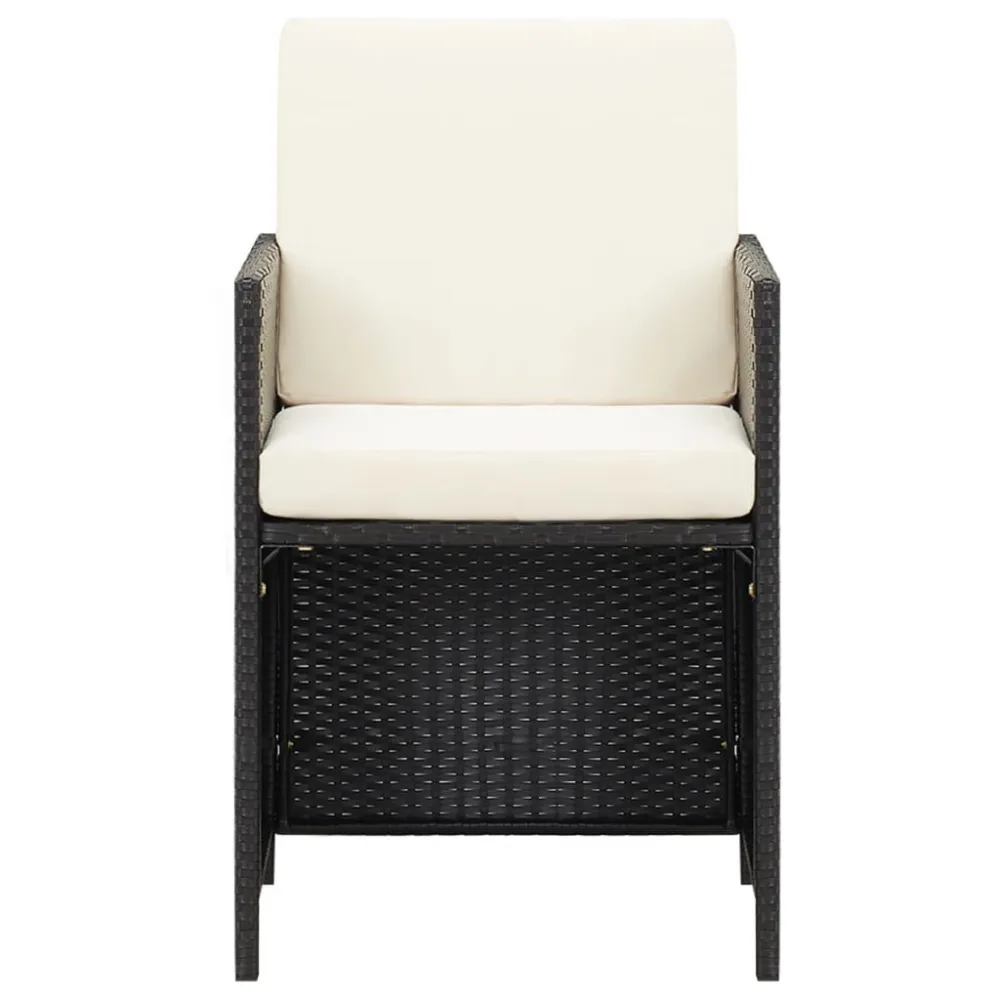Sedie da Giardino 2 pz con Cuscini Polyrattan Nere con Portabicchiere Integrato